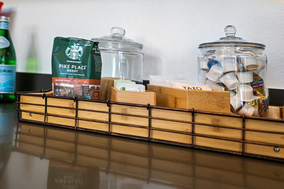 We would be remiss without the fully equipped coffee & tea station