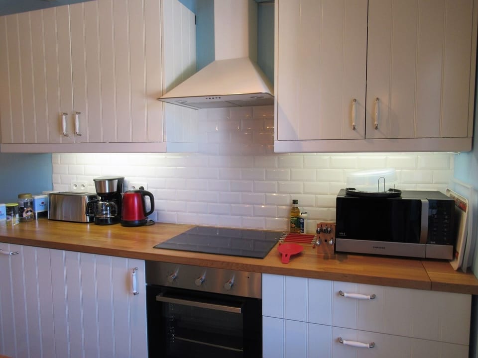Newly finished counter top and new induction cooktop.