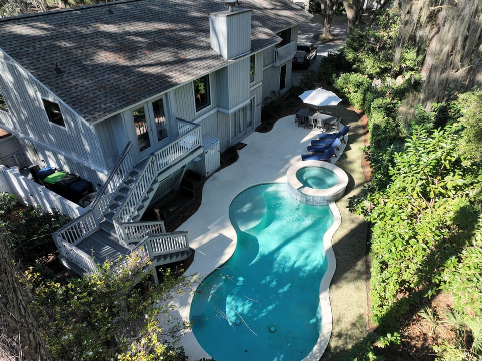 Spectacular pool and spa viewed from above