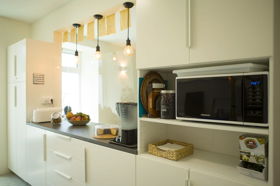 Shared fridge, microwave, highchair