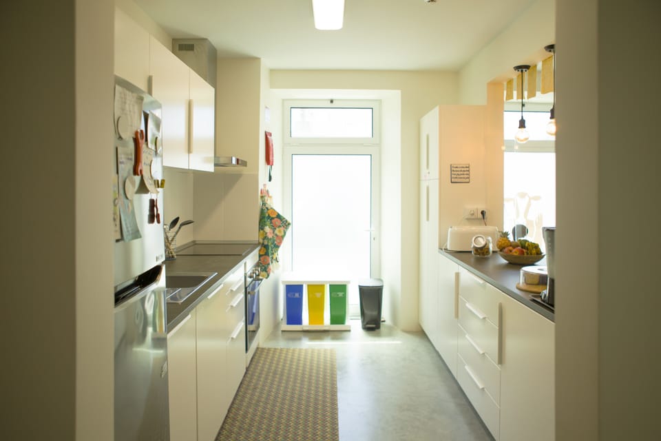 Shared fridge, microwave, highchair