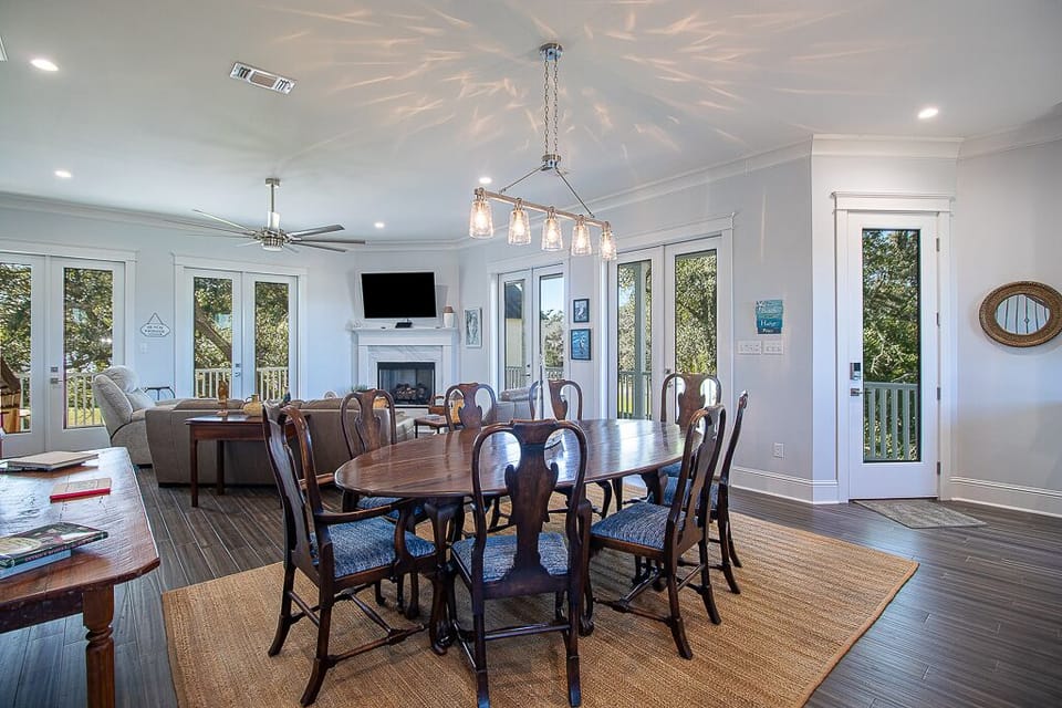 Dining seats for 8. Living area opens to large wrap around balcony
 