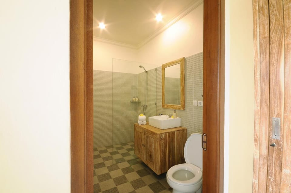 Shower, bidet, towels, soap