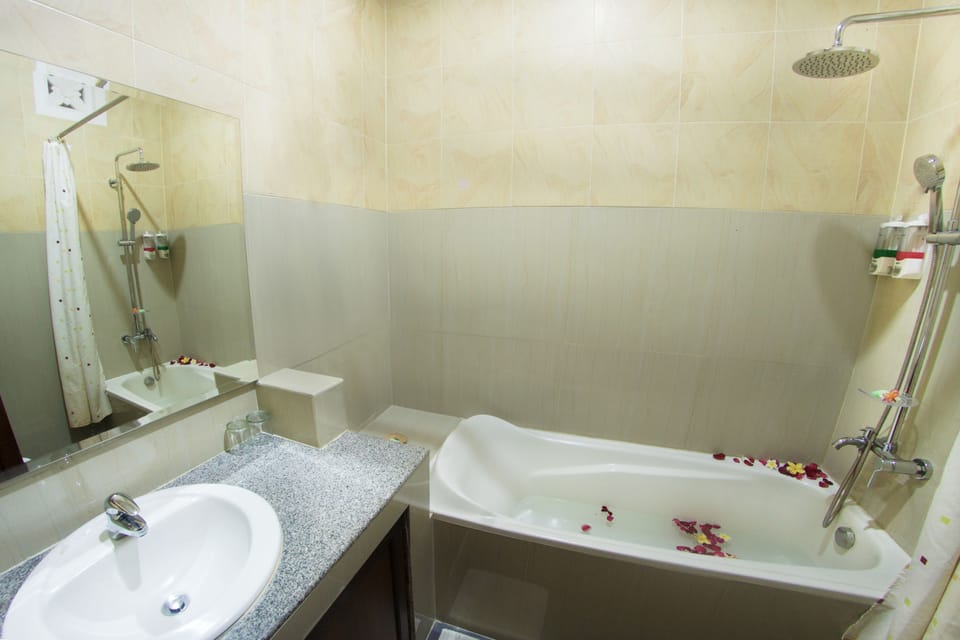 Rainfall showerhead, free toiletries, hair dryer, bidet
