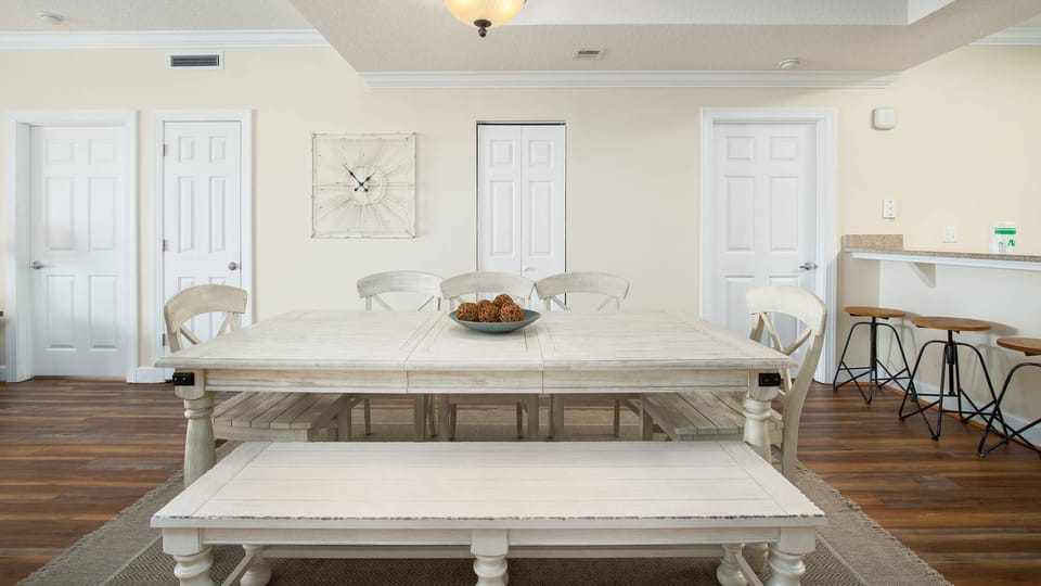 Large dining table with bench seat