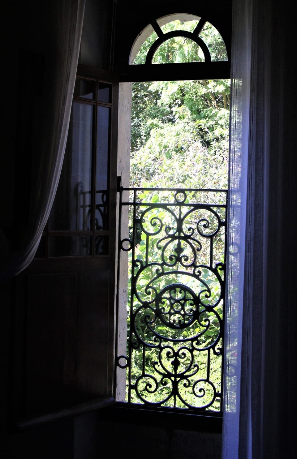 Wrought iron arched window detail