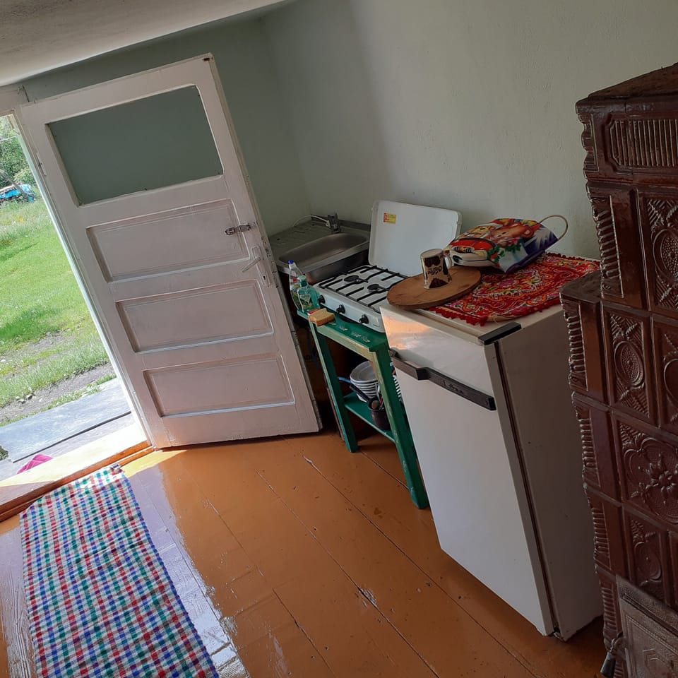 Full-size fridge, microwave, oven, stovetop