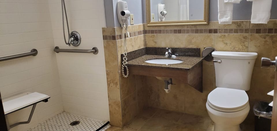 Free toiletries, hair dryer, towels