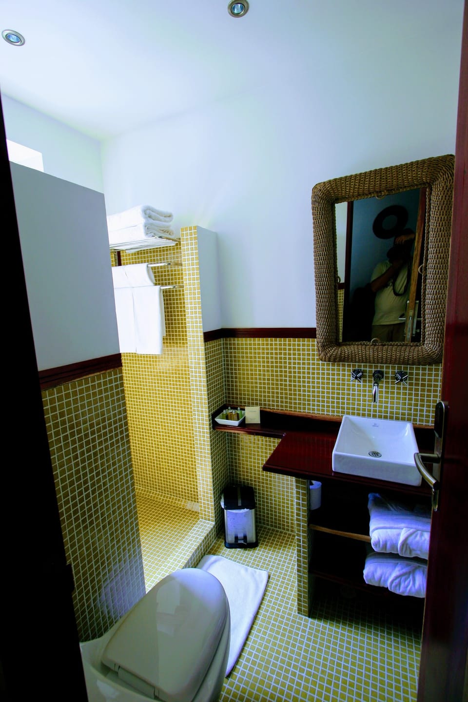 Shower, designer toiletries, hair dryer, bathrobes