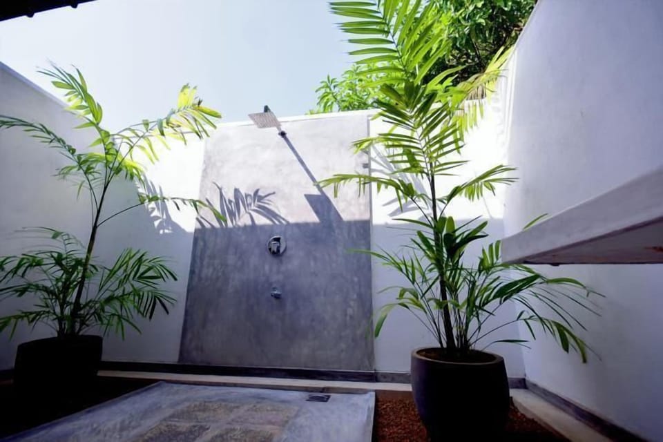 Design Double Room (Open Air Bathroom) | Bathroom | Shower, rainfall showerhead, hair dryer, bathrobes