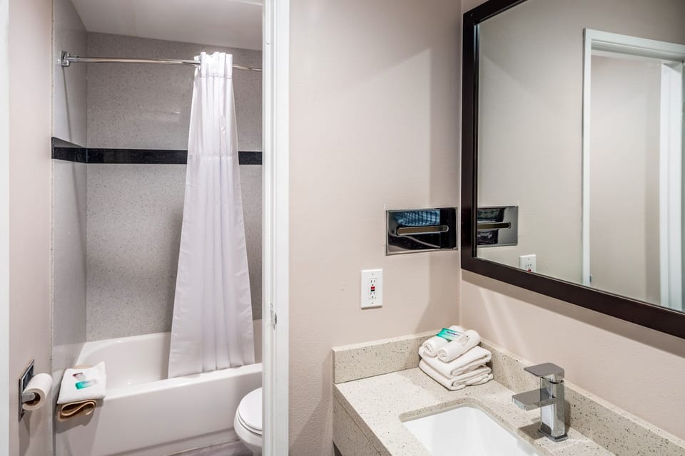 Superior Room, 1 King Bed (Smoke Free) | Bathroom | Hydromassage showerhead, free toiletries, hair dryer, towels