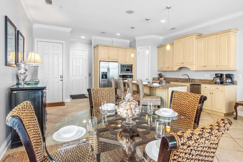 Dining table with seating for four