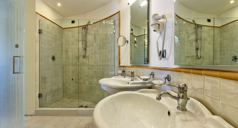 Shower, free toiletries, hair dryer, bidet