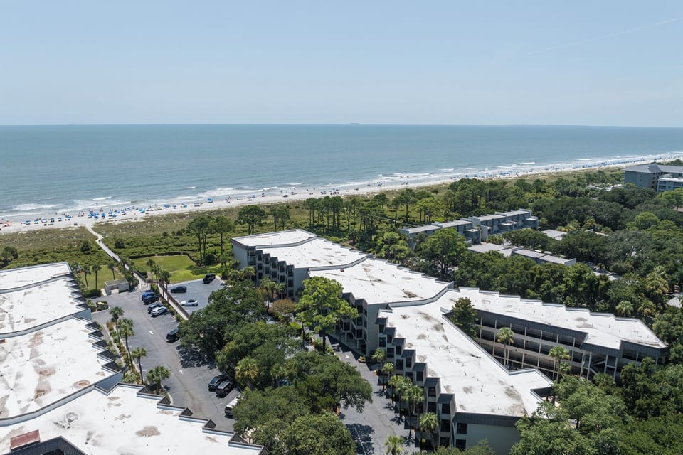 Aerial view of our complex showing proximity to the beach