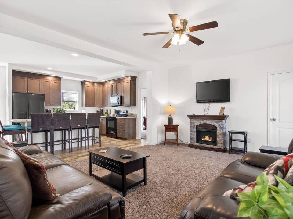 Spacious Family Room with open concept kitchen