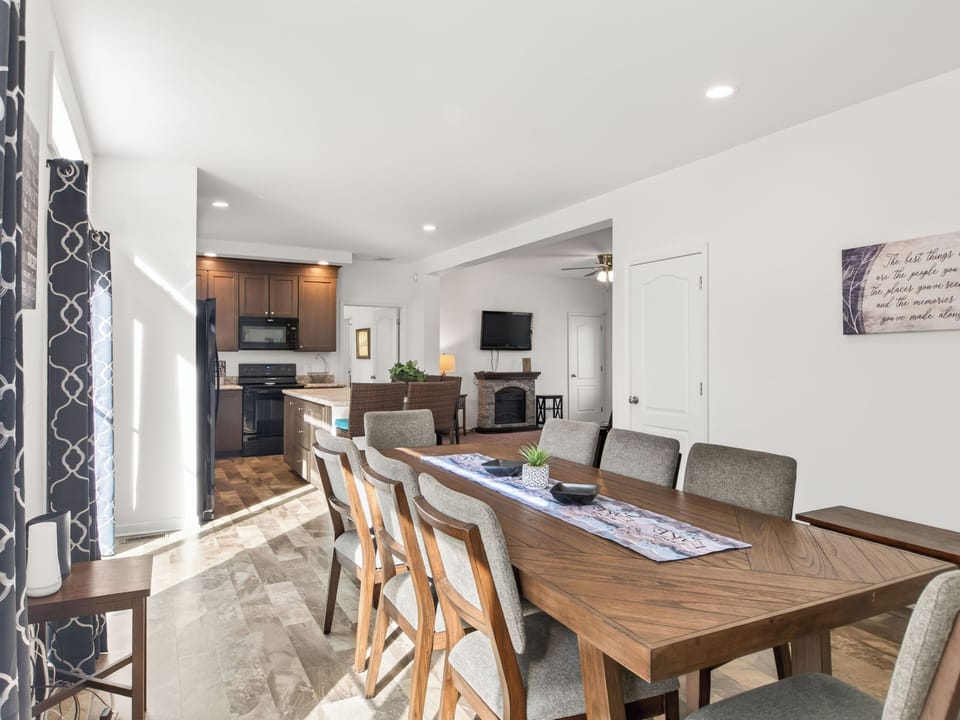 Spacious Dining Room in open concept floor plan.
