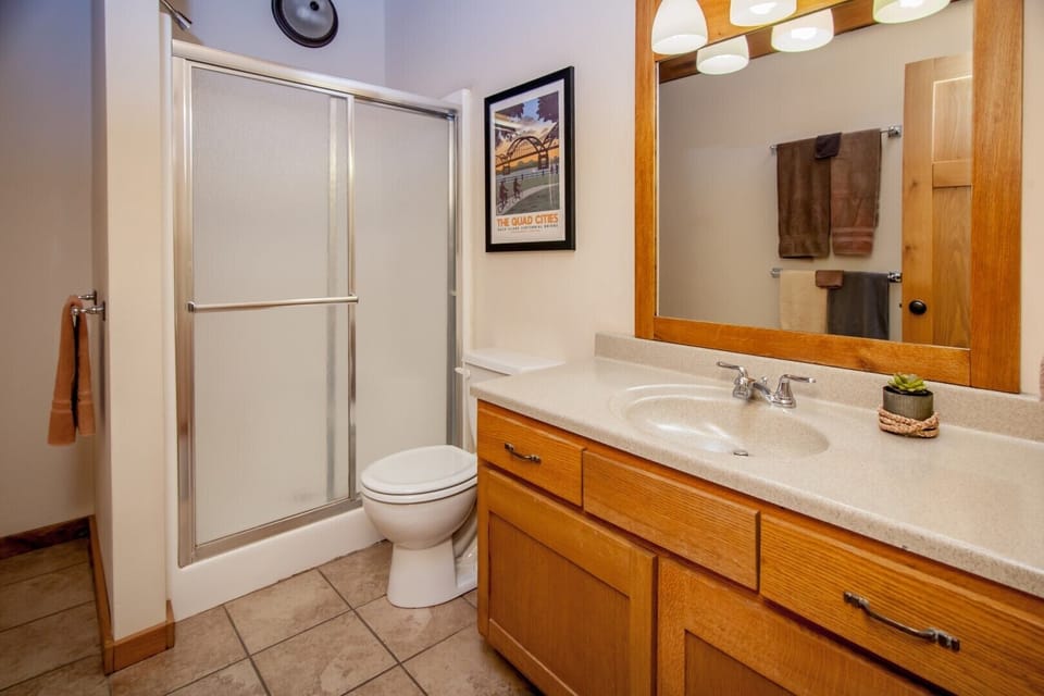 Lower level Bathroom #2: Walk-in shower  and spacious bathroom area.