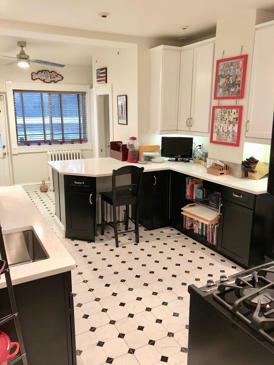 TV has basic service so guests can catch up on some news while whipping up a meal