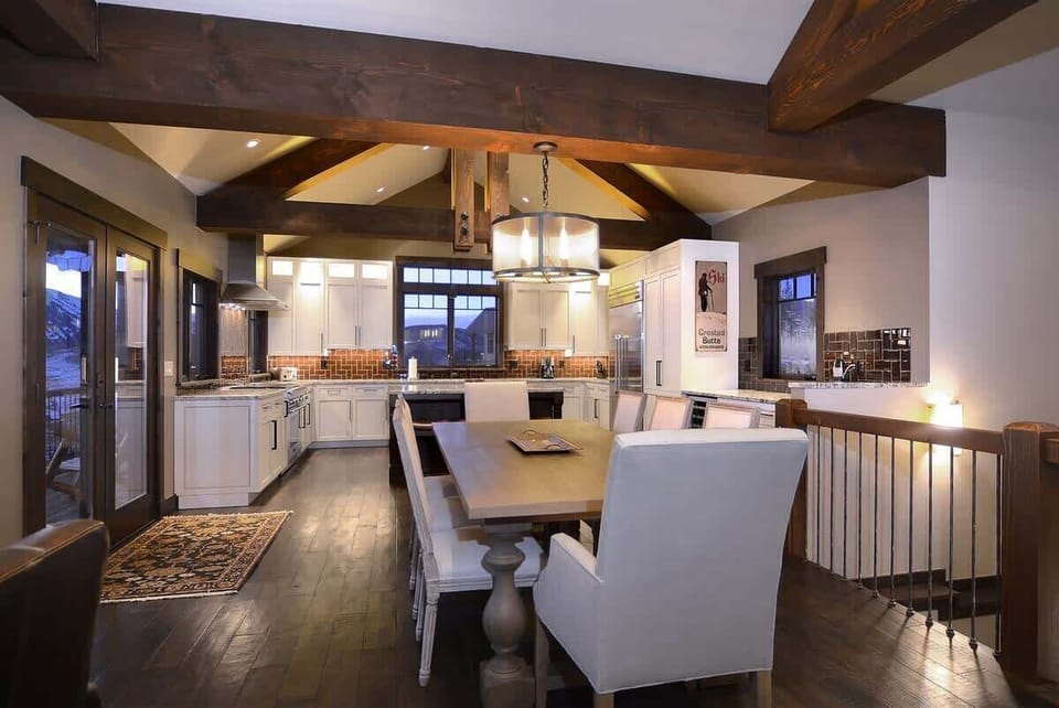 Gather around the large dining table for a hearty meal or game of cards