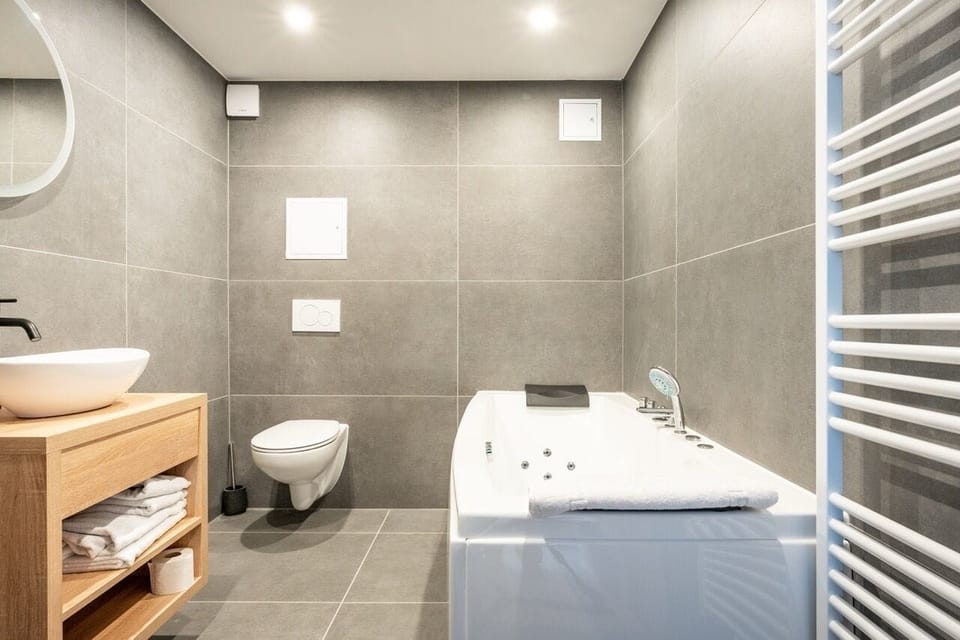 Deluxe Studio | Bathroom | Shower, free toiletries, bathrobes, slippers