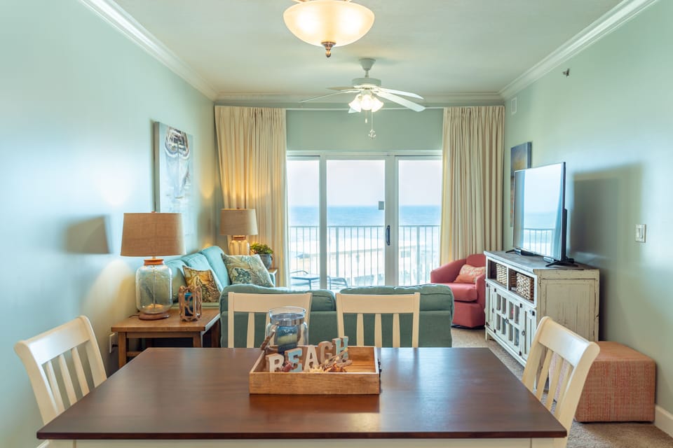 Living Room with balcony overlooking the beach