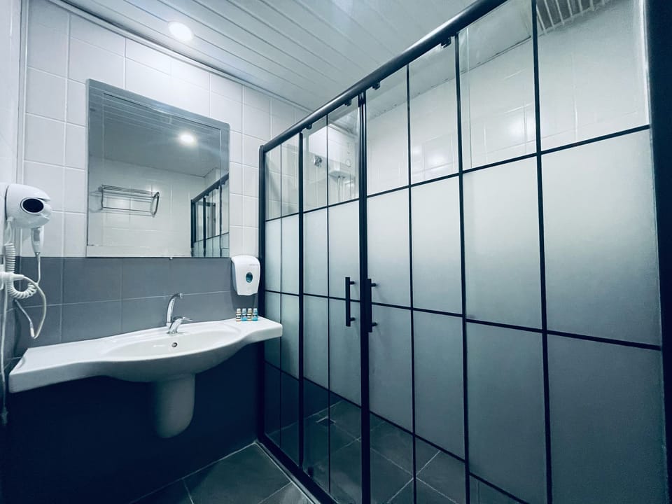 Family Suite | Bathroom | Hair dryer, slippers, towels, soap