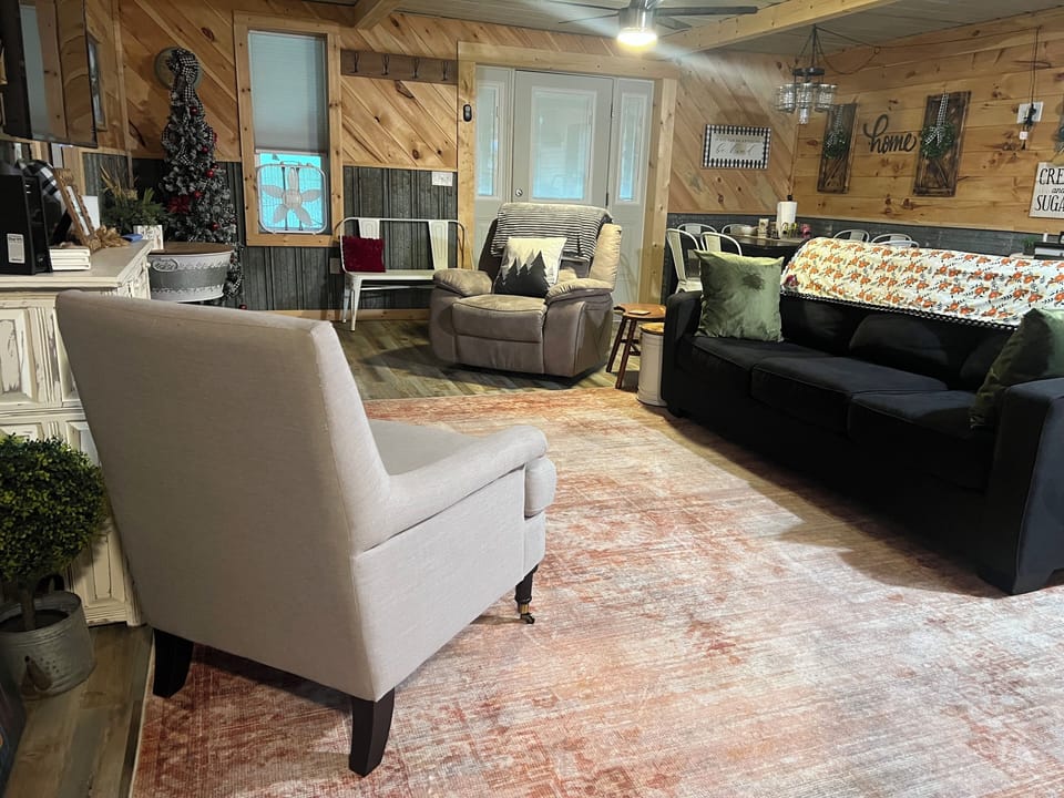 Large open living room dining area