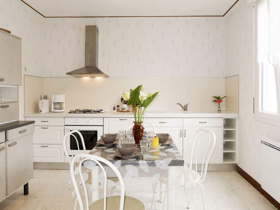 White, Room, Furniture, Property, Interior Design, Kitchen, Floor, Countertop, Building, Cabinetry
