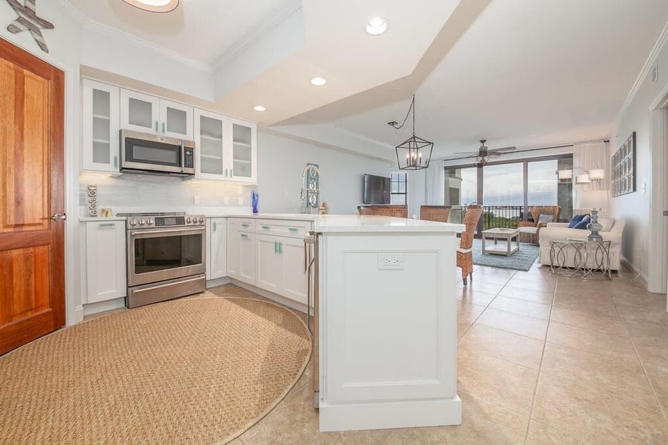 Kitchen view facing towards balcony 