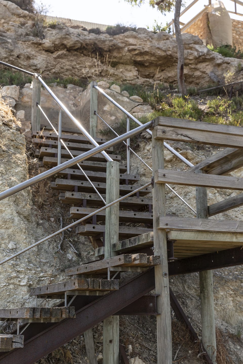Stairs down to river frontage at Cook's House
