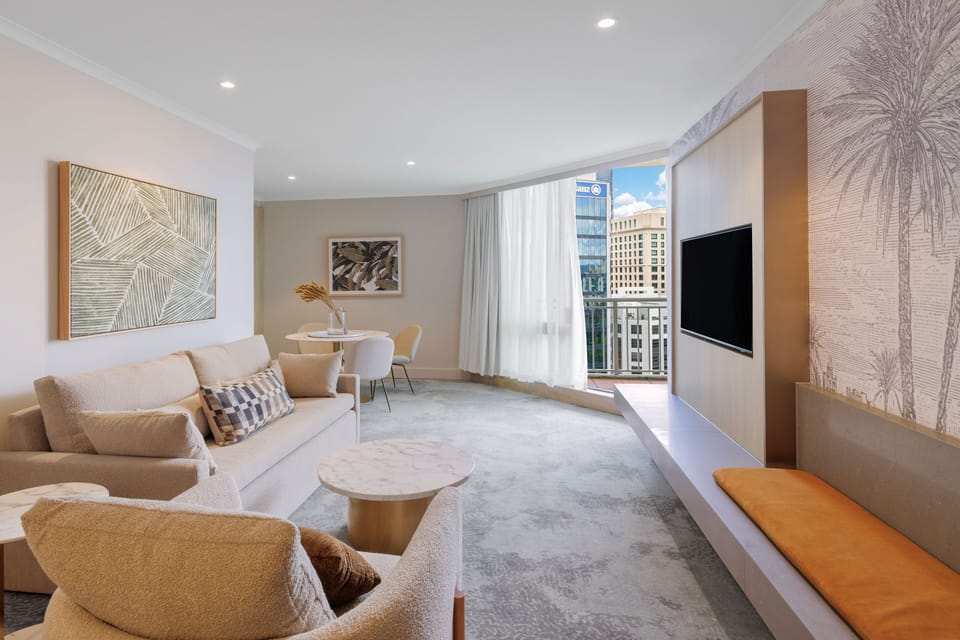 Amora Balcony Suite | Premium bedding, in-room safe, desk, laptop workspace