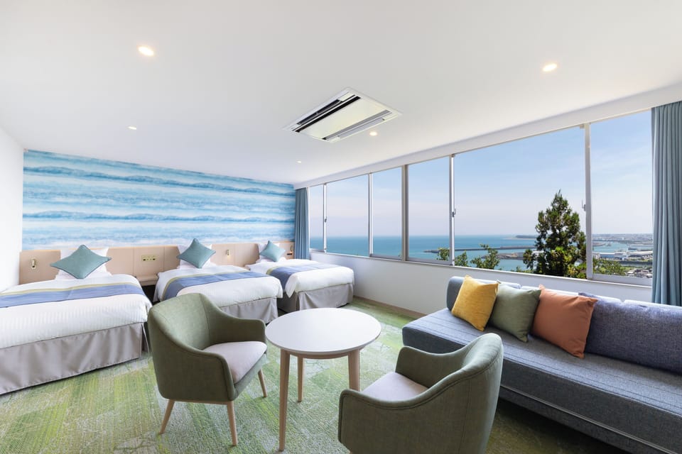 [Ocean View] Deluxe Family Room (With private bathroom) (Non-smoking) | In-room safe, blackout drapes, free WiFi