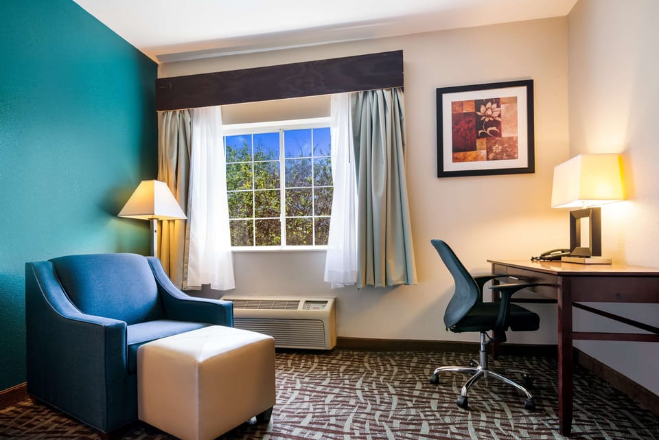 Standard Room, 1 King Bed, Non Smoking, Refrigerator & Microwave (Larger Room) | Desk, laptop workspace, soundproofing, iron/ironing board