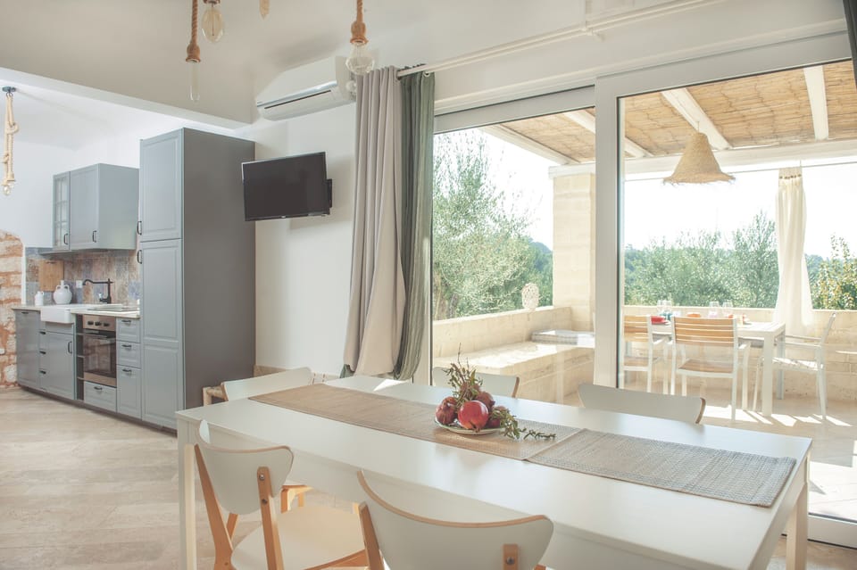 tavolo, cucina, vista patio