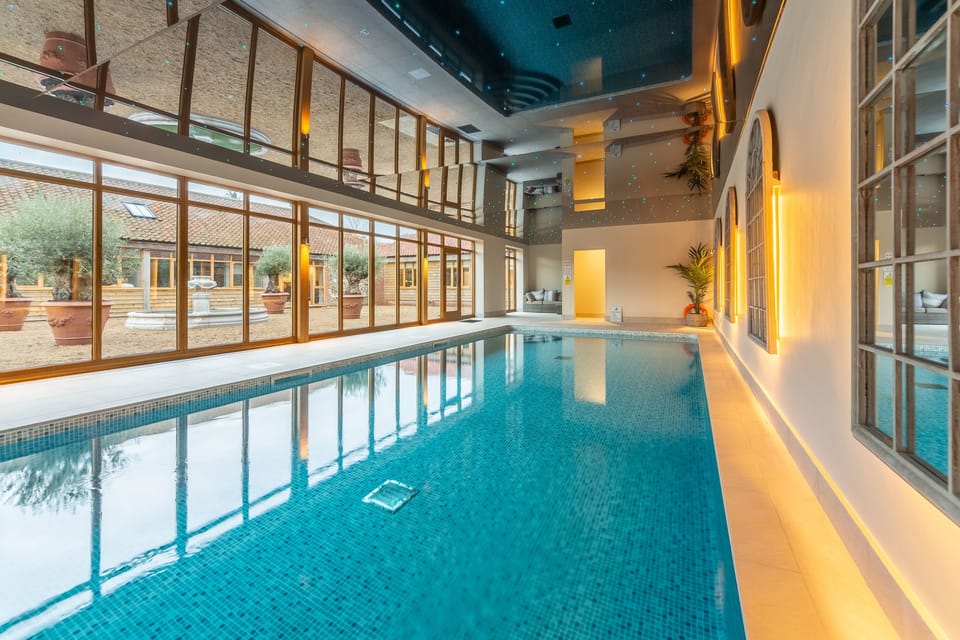 The Owl House, Little Massingham:  Use of indoor swimming pool, with LED colour-changing lights and sauna