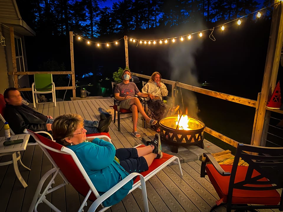 An evening relaxing by the fire.