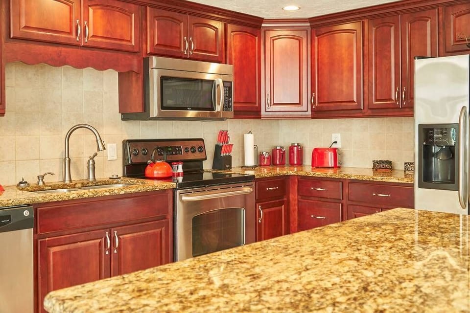 Kitchen is fully furnished with everything you need to make family meals at home
