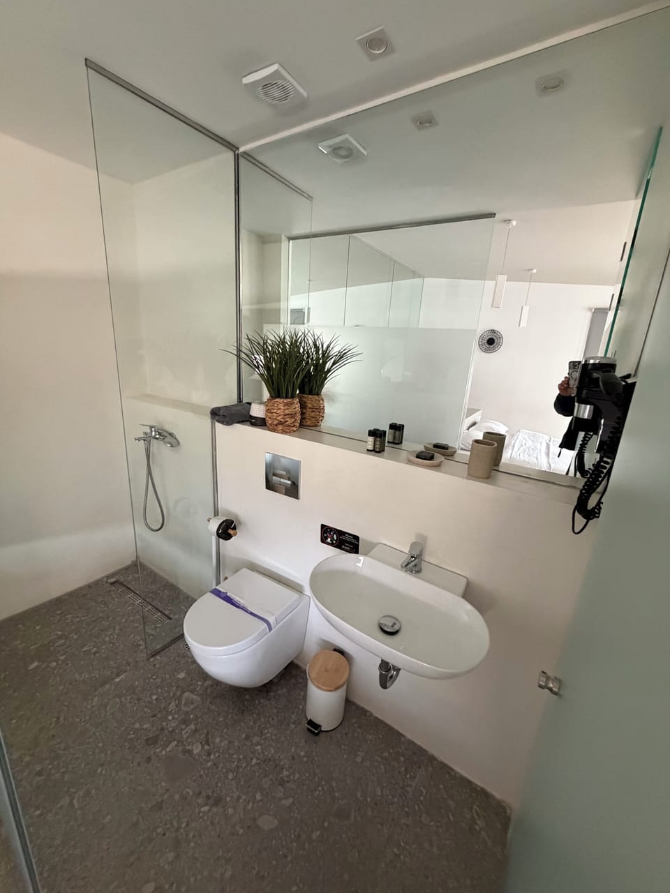 Acropolis view Suite | Bathroom | Shower, hair dryer, towels, soap