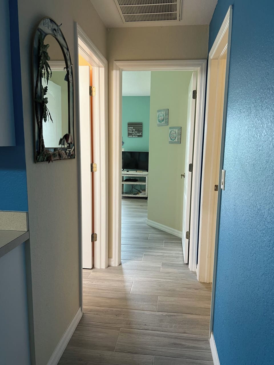 Hall to Bedrooms and Full Bath 