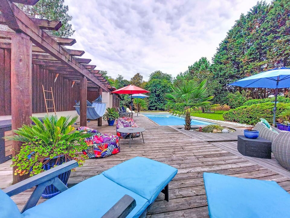 Swimming Pool, Outdoor Furniture, Furniture, Umbrella, Resort, Leisure, Shrub, Chair, Garden