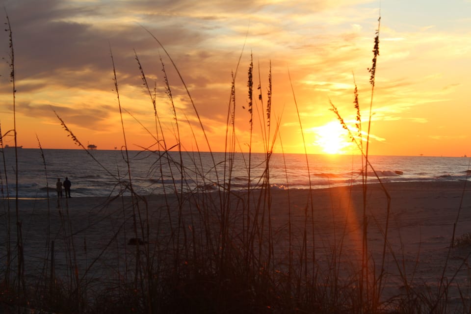 Winter sunset on the beach