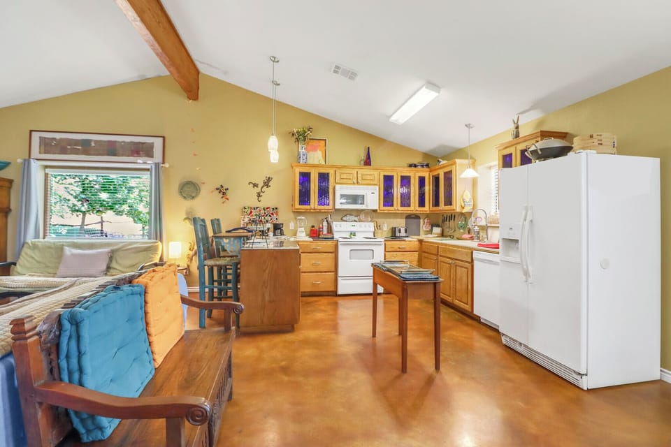 Looking back into the kitchen from dining area