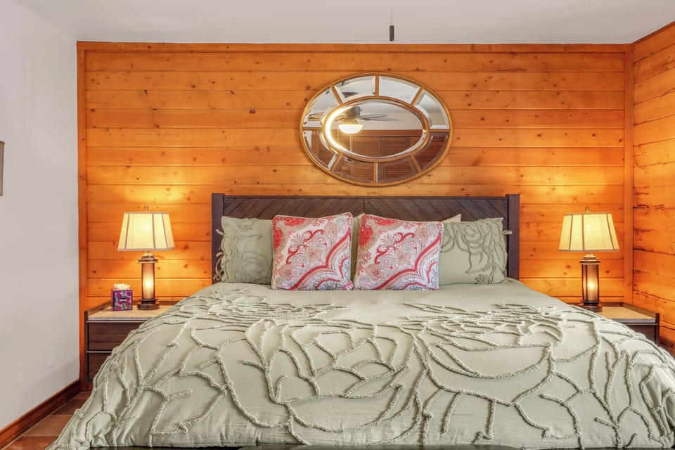 The room has a king size bed