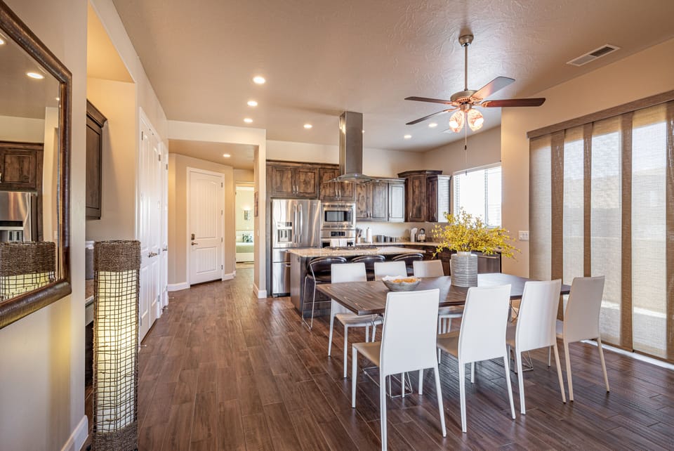 Dining and Kitchen Area - With an open and spacious floor plan, the Dining Room and Kitchen can accommodate meal preparations for groups large or small.