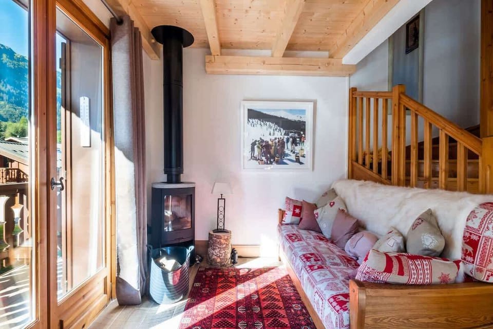 Living Room, Double doors to Balcony, Small log burner, 