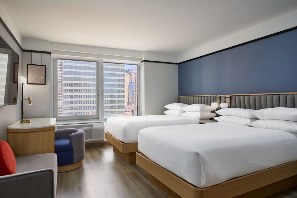 Premium Room, 2 Double Beds | In-room safe, desk, laptop workspace, iron/ironing board