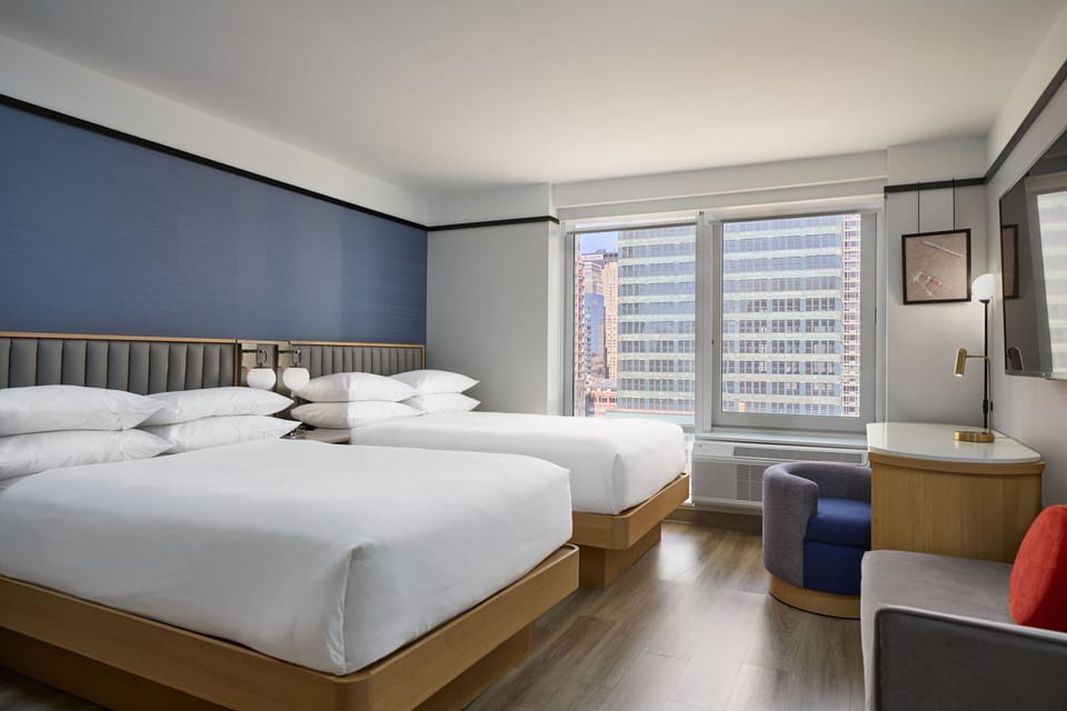 Premium Room, 2 Double Beds | In-room safe, desk, laptop workspace, iron/ironing board