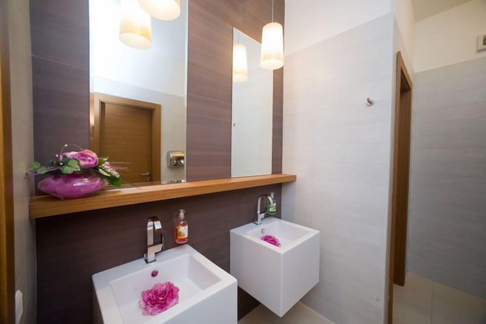 Shower, free toiletries, hair dryer, bidet