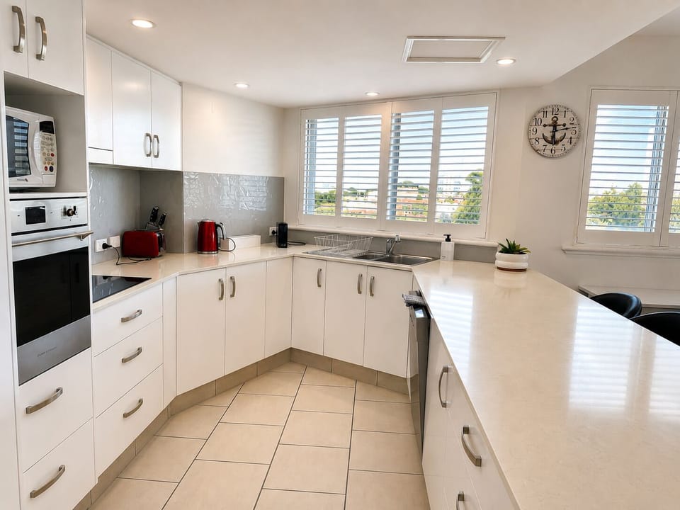 Apartment, 3 Bedrooms, River View | Private kitchen | Coffee/tea maker, full-size fridge, microwave, oven