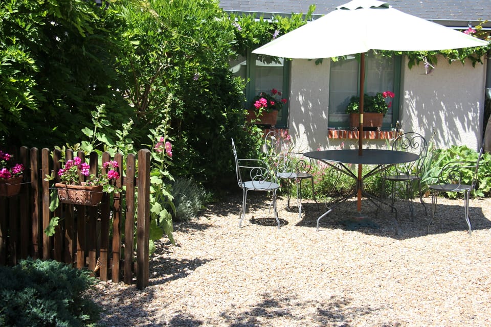 Sunny private terrace.